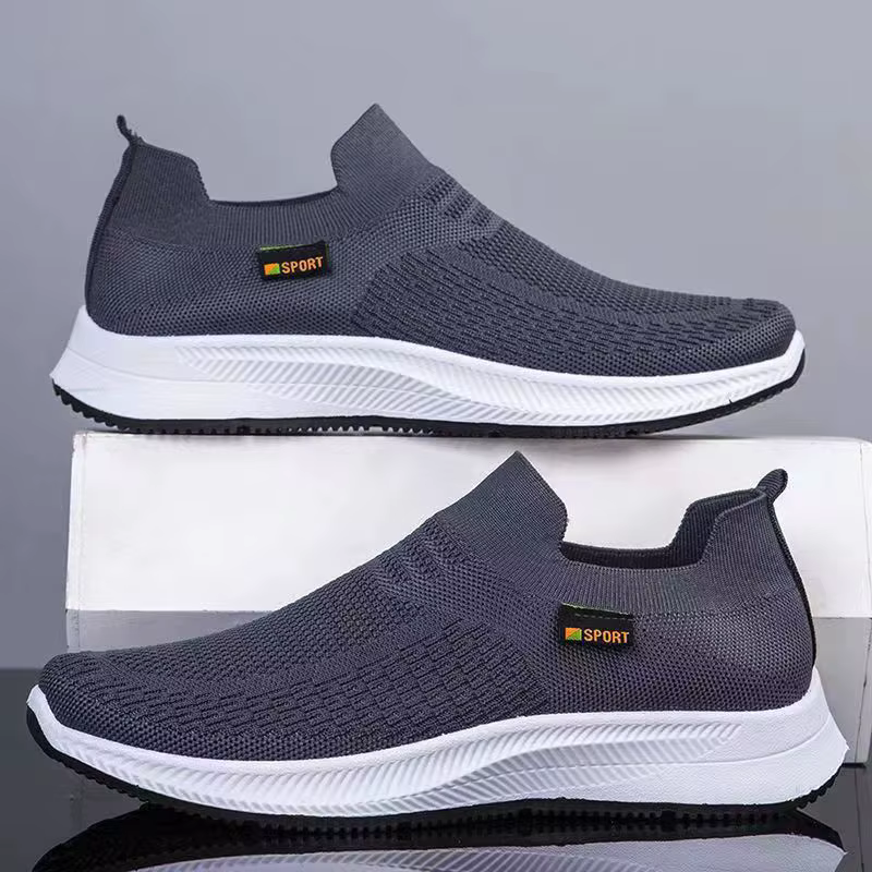 Chaussures de course à enfiler pour hommes, respirantes, légères, en mesh, style sportif décontracté