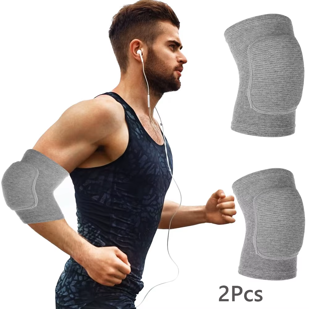 2 pièces de coudières souples avec coussin en éponge épaisse-manchons de soutien de sport confortabl