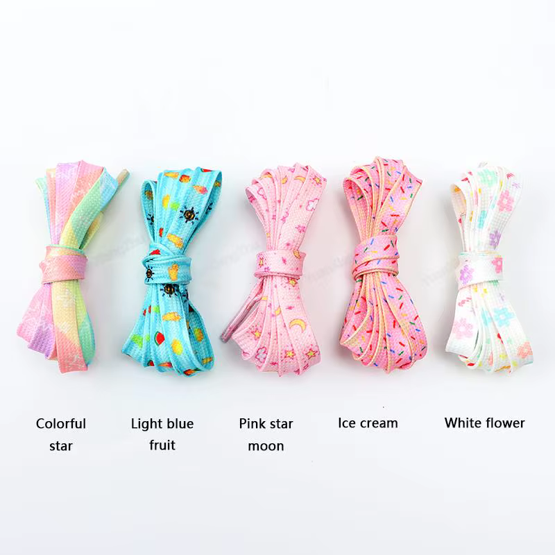 Lacets Lumineux Imprimés en Tissu de Qualité pour Baskets, Chaussures Plates, à la Mode, pour Bol, L