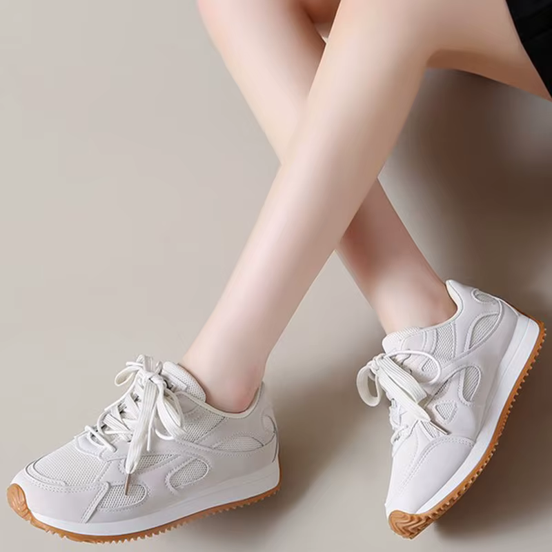 Baskets à lacets grises pour femmes, chaussures de sport en maille respirante, antidérapantes, semel
