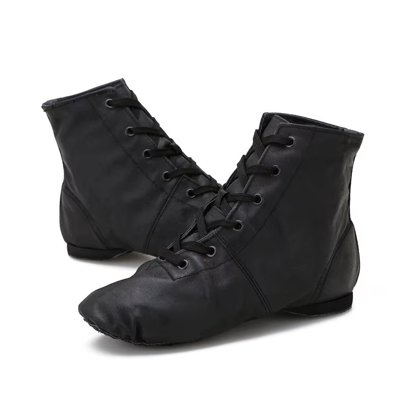 Chaussures de danse en cuir haut Jazz chaussures de danse mâle adulte semelle souple femme bottes d'