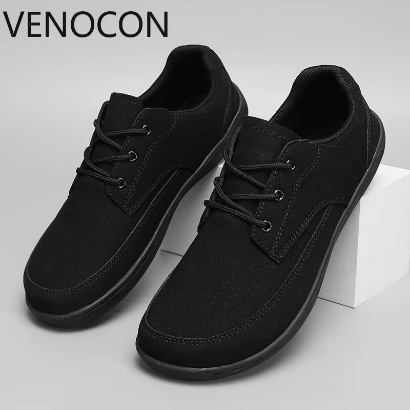 VENOCON pieds nus hommes baskets avec bout large nez pieds minimaliste vache daim cuir supérieur déc