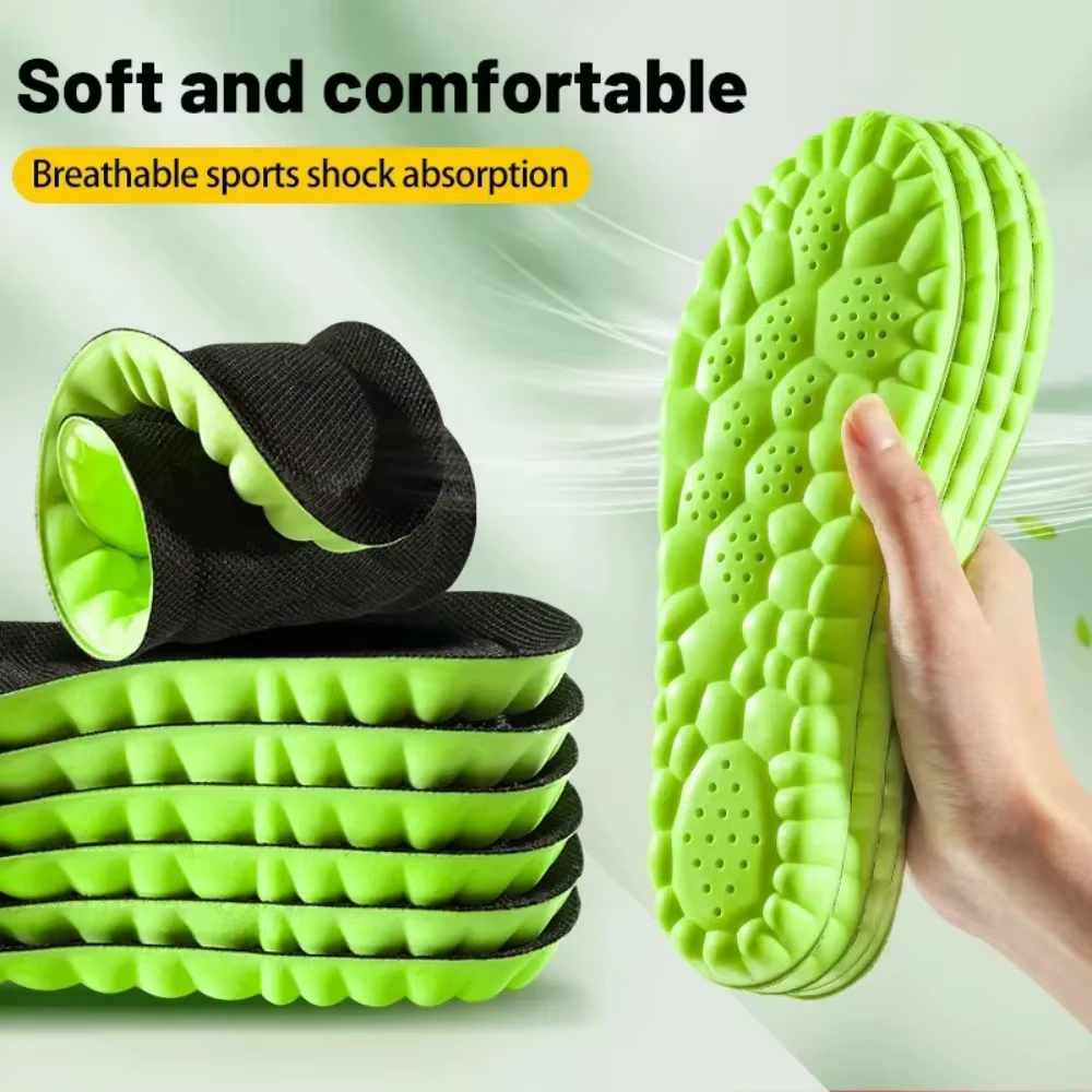 Semelles intérieures 4D Sport ultra-douces pour chaussures, coussinets d'absorption des chocs pour l