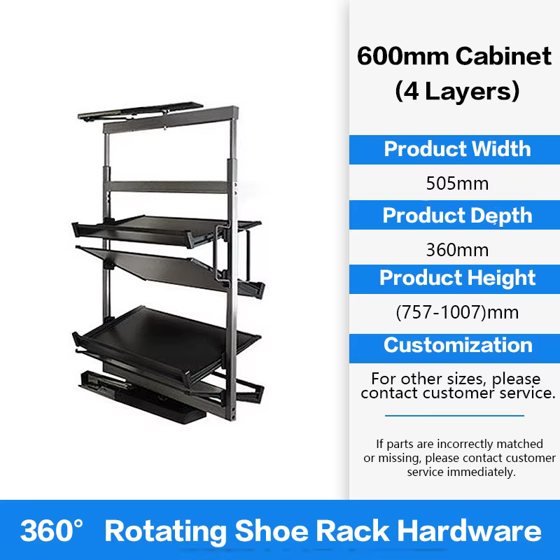 Porte-chaussures rotatif en acier inoxydable, multi-niveaux, ultra-fin, à montage latéral à 90 degré