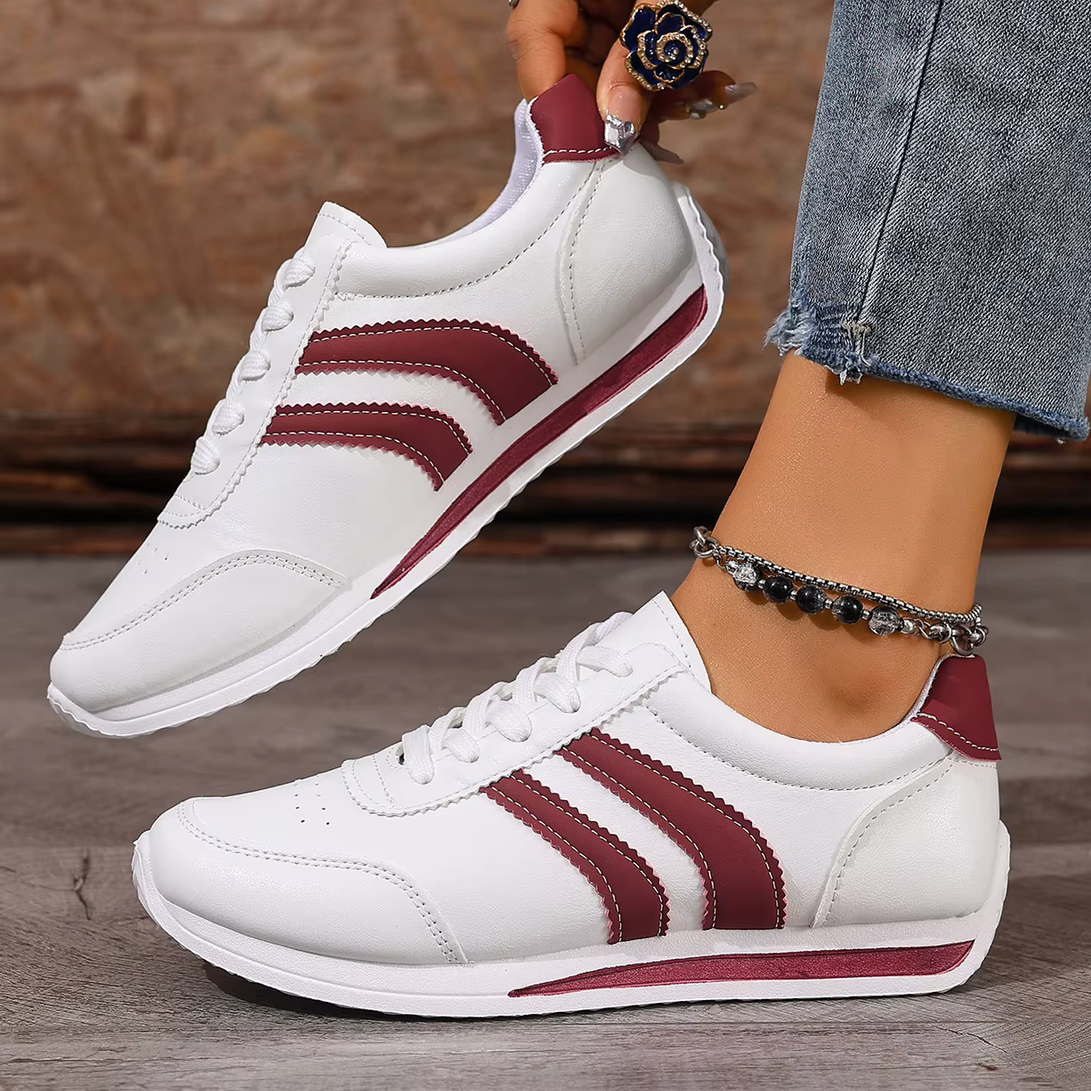 Baskets femme 2025 printemps/automne décontracté plate-forme baskets femme nouveau rayé décontracté