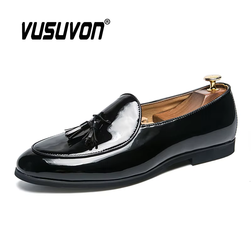Mode hommes chaussures en cuir verni 37-47 taille garçons mocassins respirants noir doux en plein ai