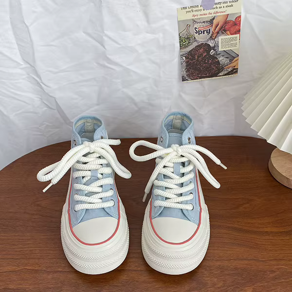 Chaussures en toile pour femmes, chaussures montantes et décontractées, baskets épaisses de haute qu
