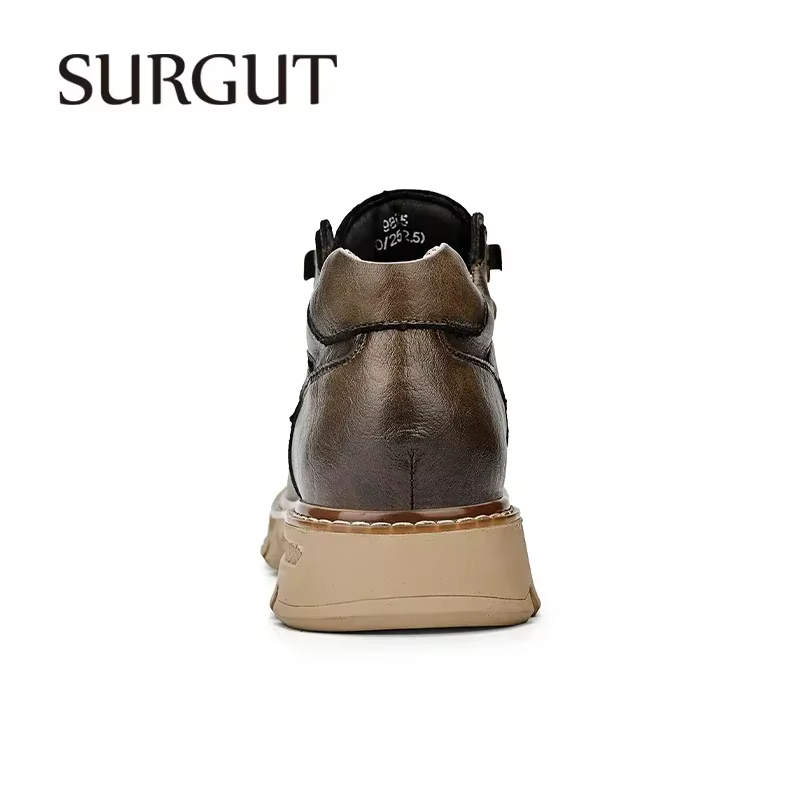 SURGUT bottes en cuir pour hommes 2026 nouvelles bottines de moto rétro à la main de luxe à lacets c