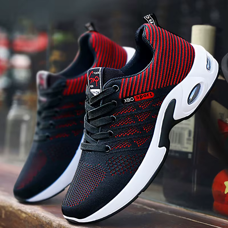Baskets originales en maille bleu marine pour hommes, chaussures de sport respirantes, baskets compe