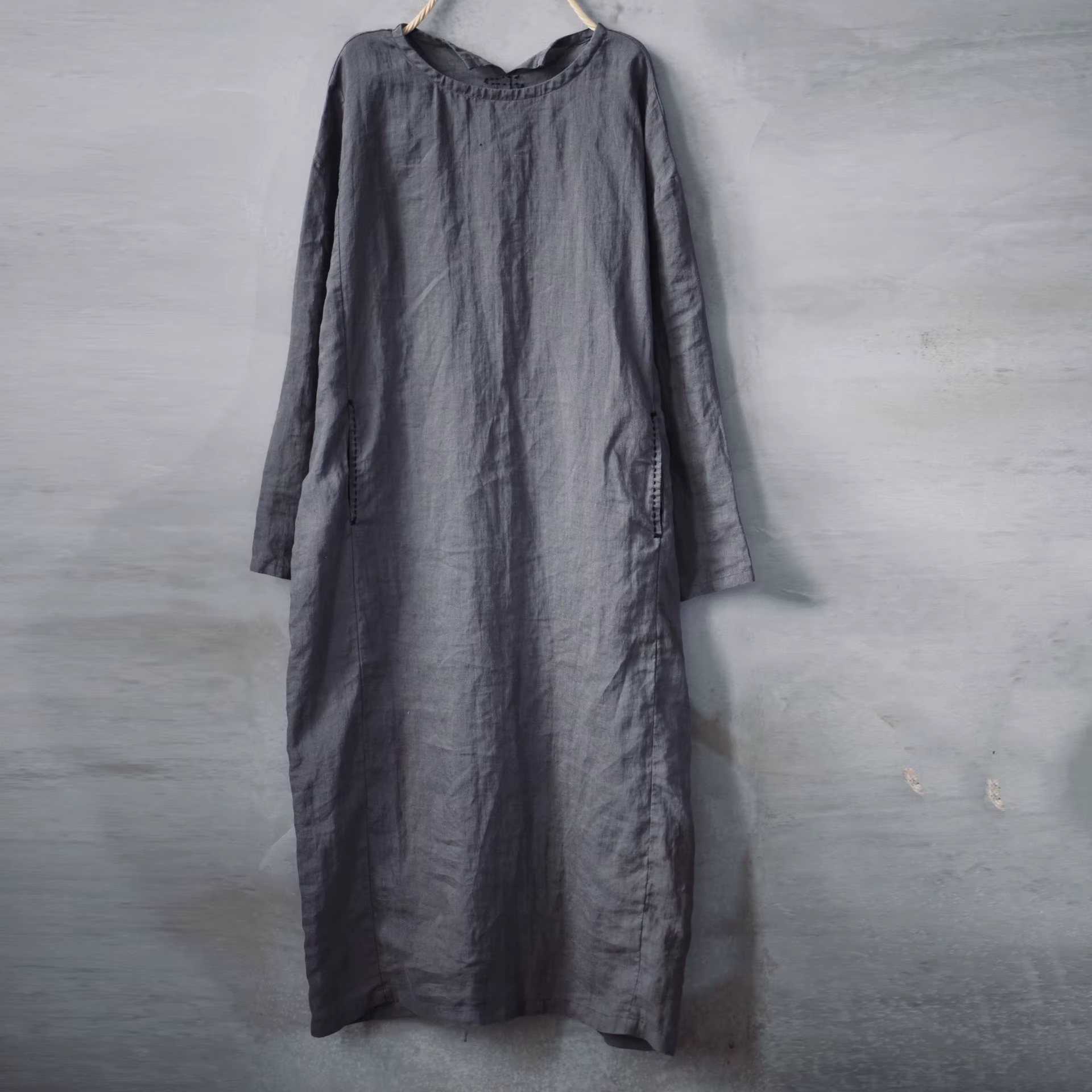 Robe décontractée oversize pour femme, nouvelle collection printemps 2026, style vintage, col rond, 