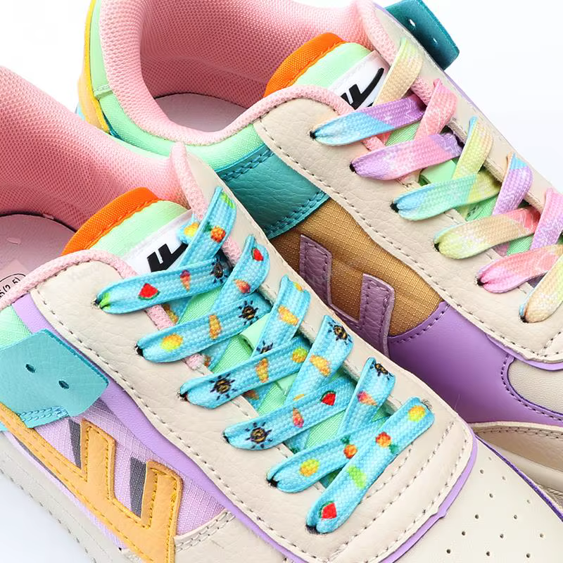 Lacets Lumineux Imprimés en Tissu de Qualité pour Baskets, Chaussures Plates, à la Mode, pour Bol, L