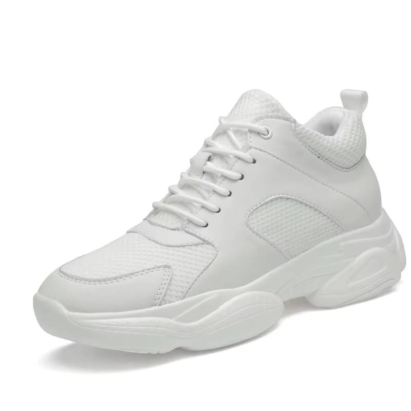 Baskets de mode homme ascenseur chaussures hauteur augmenter semelle intérieure 8 cm blanc noir chau