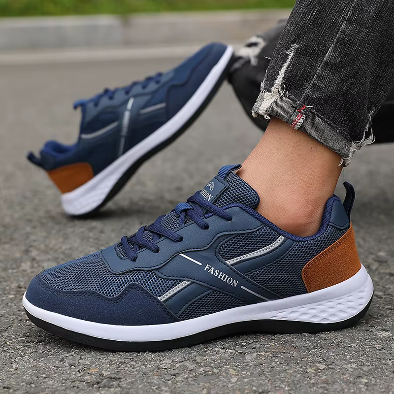 Chaussures en cuir Pu pour hommes, baskets légères et antidérapantes, respirantes, de course en plei