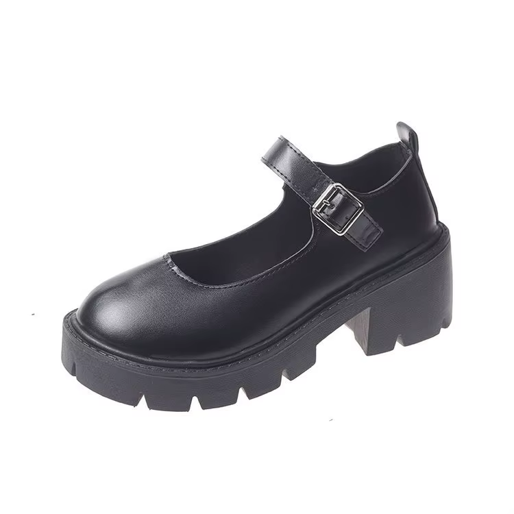 Chaussures Lolita japonaises à plateforme pour filles, talons hauts noirs, bout rond, Mary Jane, en 