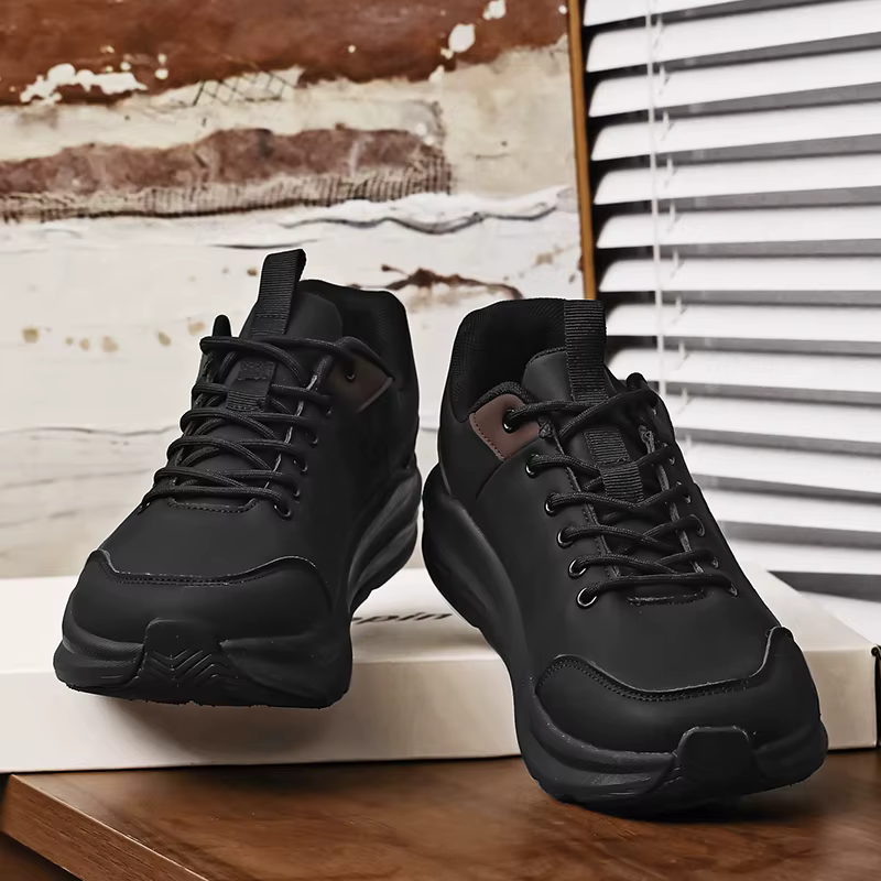 Chaussures larges en cuir pour hommes, automne et hiver, grande taille, noires, semelle épaisse, 4E 