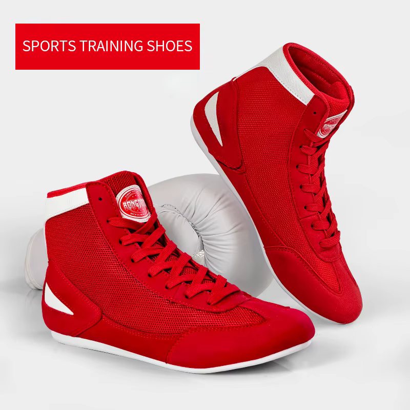 Chaussures de boxe montantes Sanda Combat formation chaussures de soutien de cheville professionnell