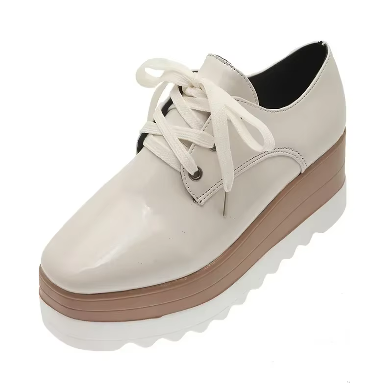 Baskets de Luxe à Plateforme pour Femme, Chaussures de dehors Confortables et Épaisses à Lacets, Nou