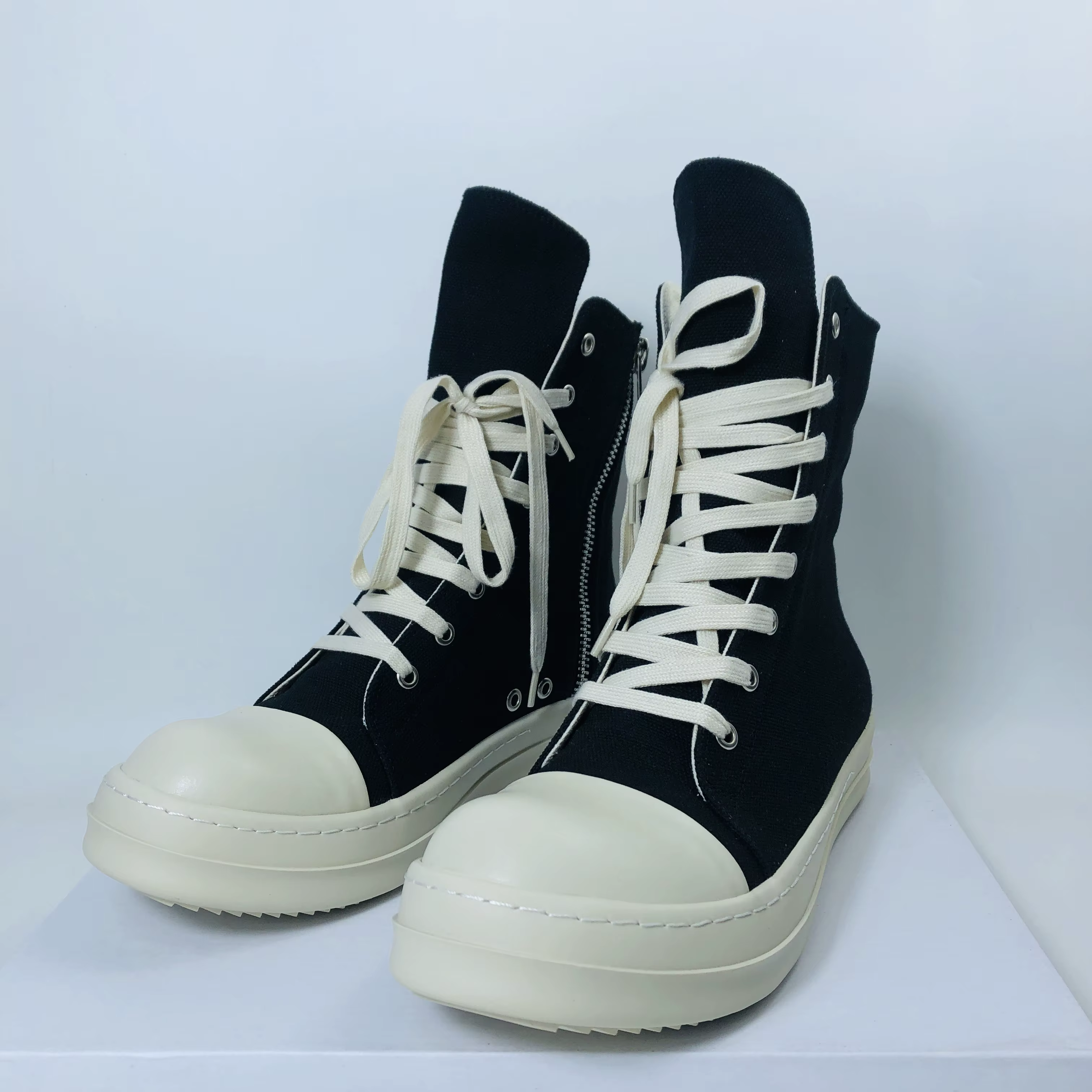 Hommes chaussures hautes décontracté femmes toile baskets à lacets Zip luxe haute rue automne chauss