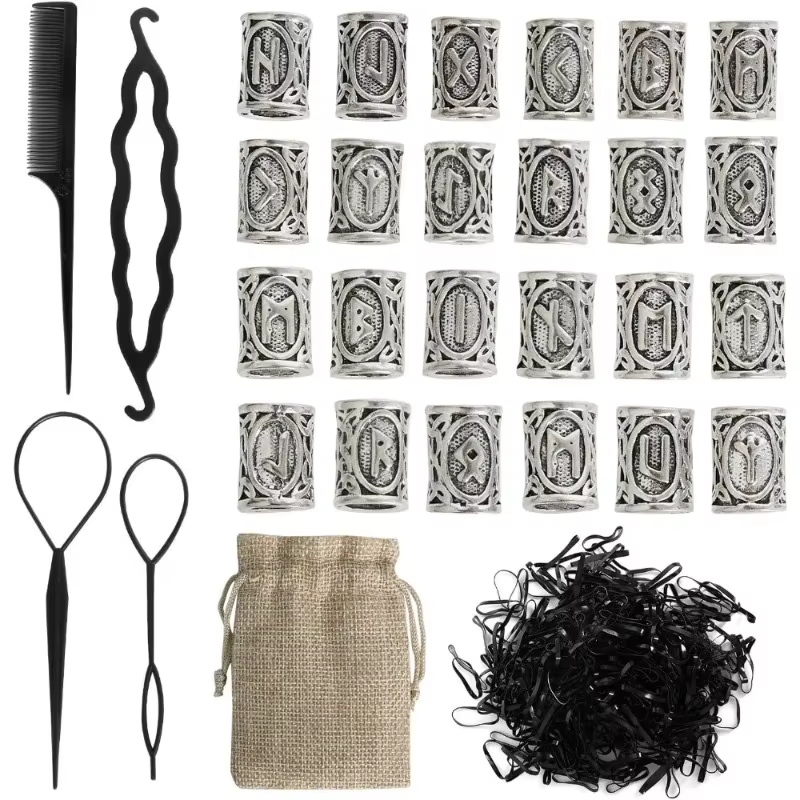 Nouveau kit de perles pour la barbe et accessoires capillaires nordiques, style viking, pour la créa
