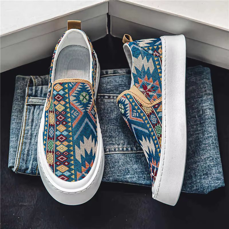 Chaussures en toile pour hommes, respirantes, brodées, à enfiler, tendance bohème, chaussures de mar