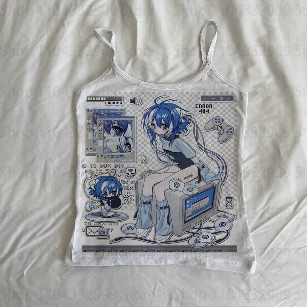 Crop tops Emo pour femmes, vêtements pour femmes, top vintage Y2k, style Shoujo Girl, débardeurs et 