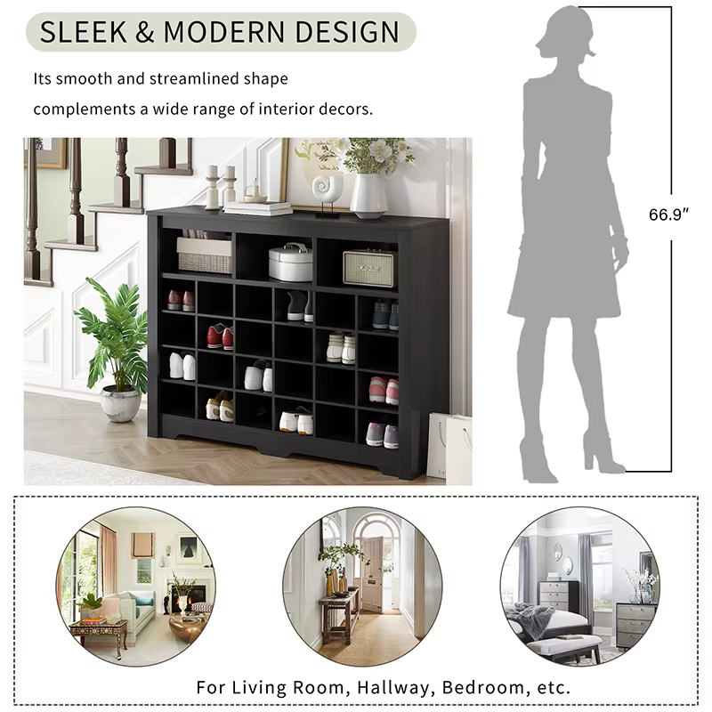 ON-TREND-Console Cubby 24 chaussures au design élégant, armoire à chaussures moderne avec base incur