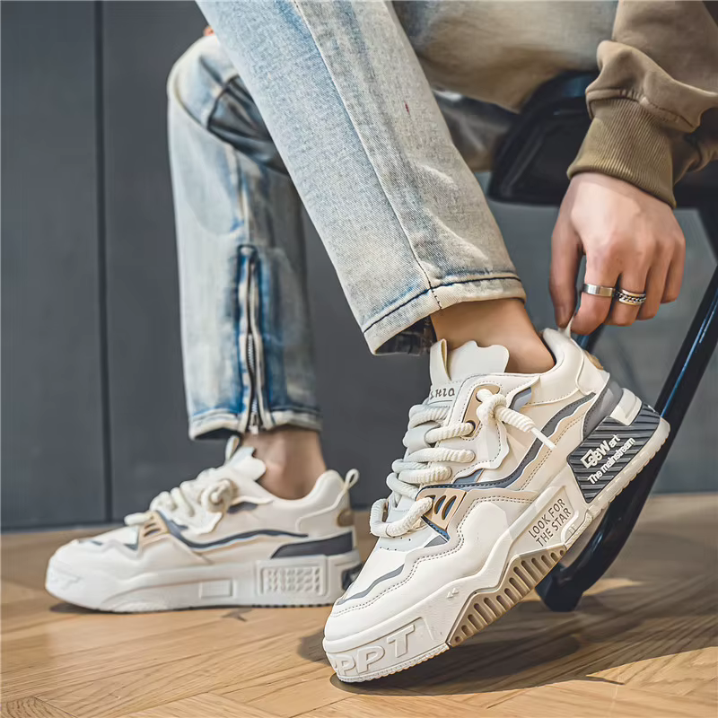 Chaussures de skate tendance pour hommes, baskets confortables et antidérapantes à lacets décontract