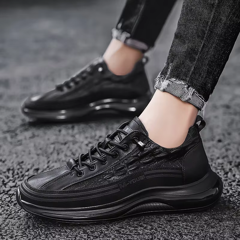 Baskets décontractées en cuir imprimé crocodile pour hommes, chaussures à plateforme, chaussures de 