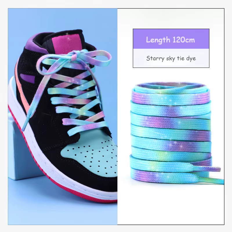 Lacets à teinture par nouage couleurs dégradées pour chaussures de sport bottes baskets patins chaus