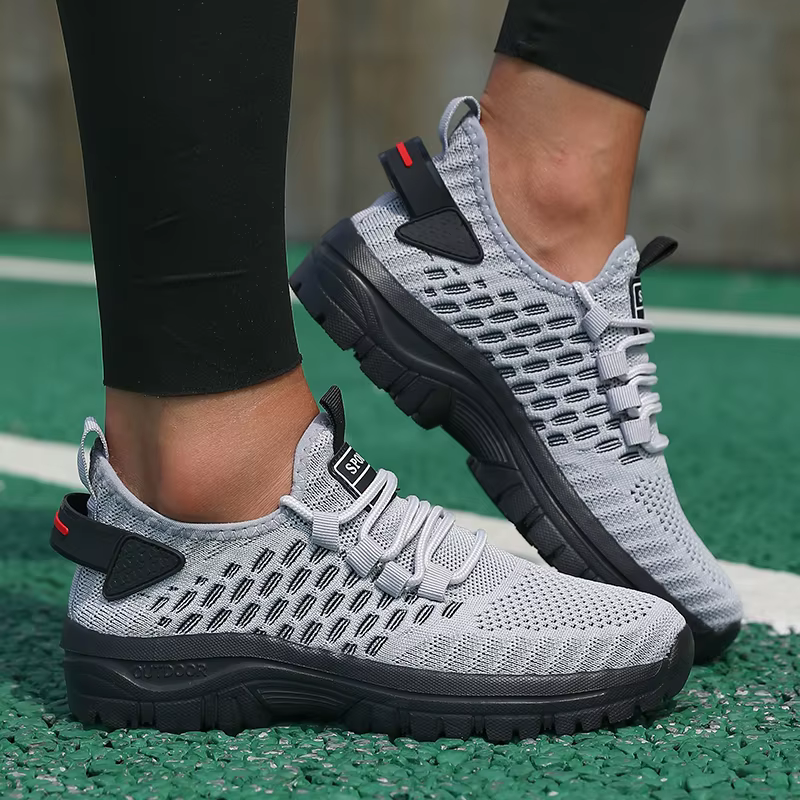 Chaussures de course rembourrées pour femmes, baskets tricotées respirantes à semelles souples, légè