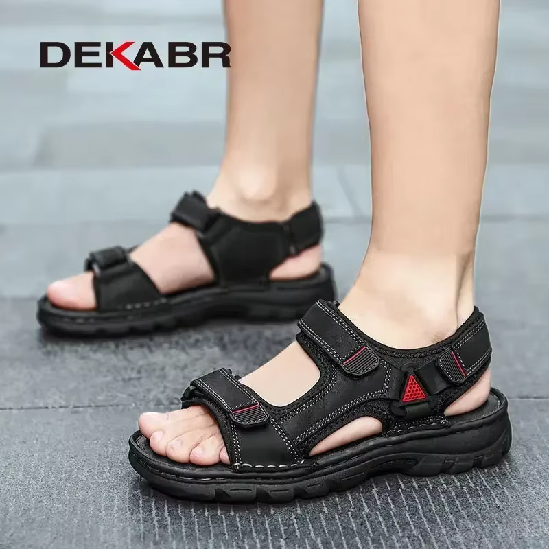 DEKABR taille 48 hommes sandales en cuir véritable été chaussures hommes décontractées vacances chau