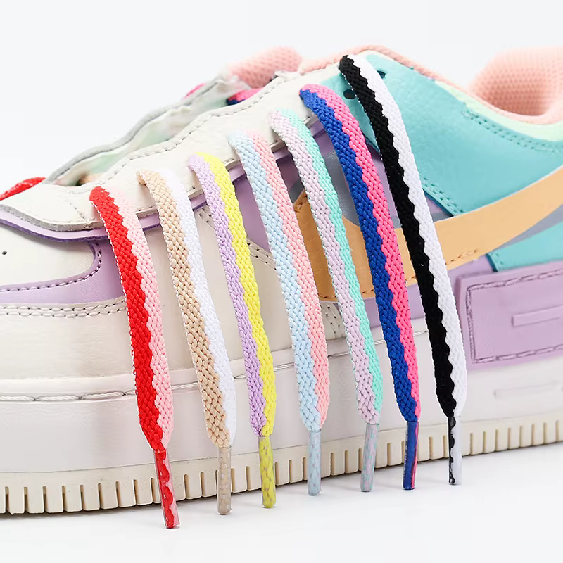 Lacets Lumineux Plats Tissés pour AJ/Tains, Chaussures Blanches, Lacets Classiques, Double Creux, 1