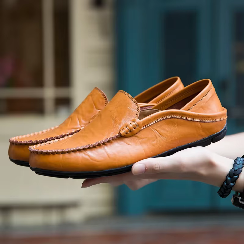 Hommes chaussures décontracté en cuir véritable hommes mocassins mocassins concepteur sans lacet bat