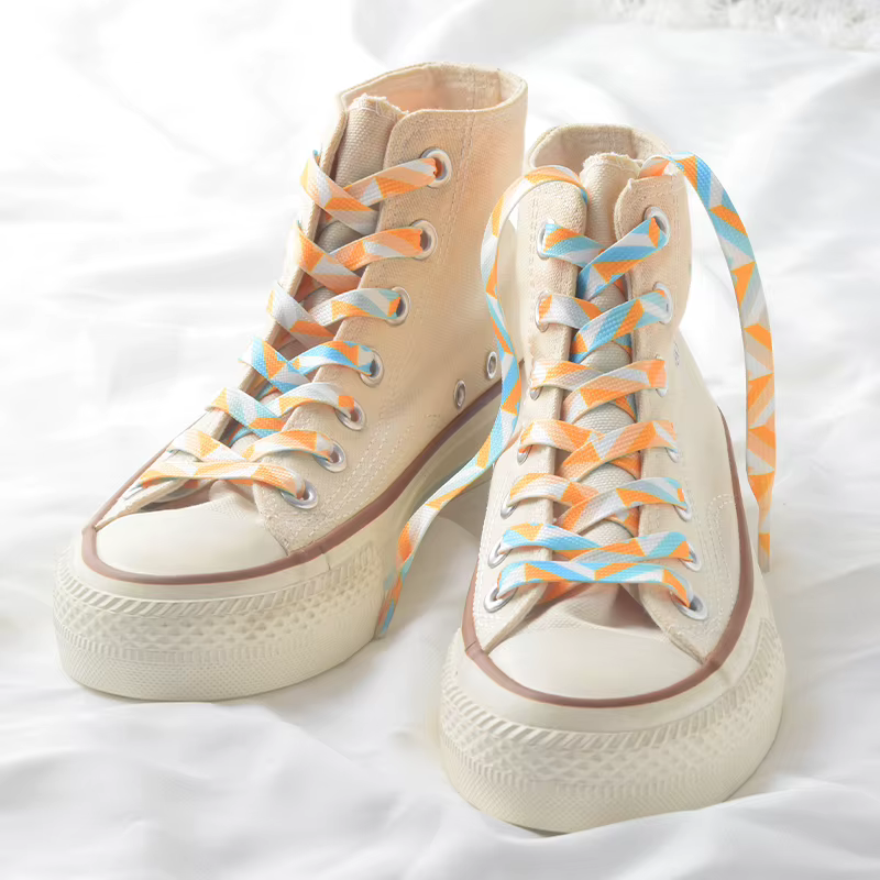 Crème glacée lacets de chaussures colorés pour Tennis lacets dégradés plats pour baskets arc-en-ciel