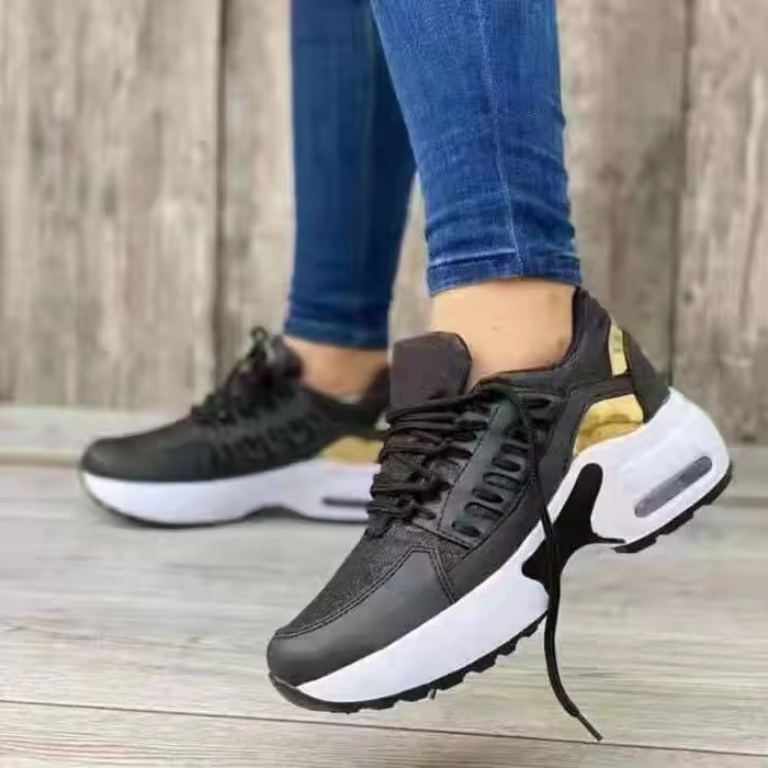 Nouvelles baskets décontractées pour femmes 2026 à lacets, talon compensé, semelle épaisse vulcanisé