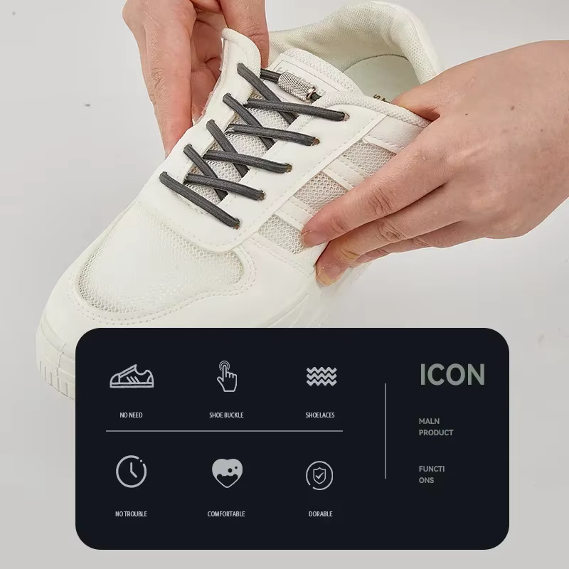 Lacets élastiques pour baskets, sans cravate, ronds de Tennis, sans attaches, pour enfants et adulte