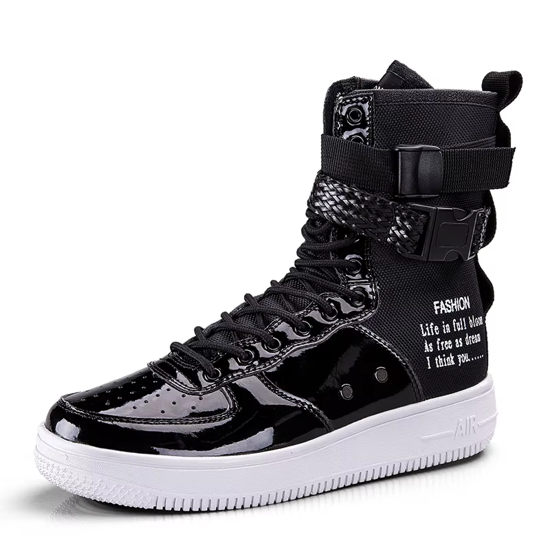 Style Punk Orange bottes hautes Couple Streetwear boucle sangle Designers chaussures hommes chaussur