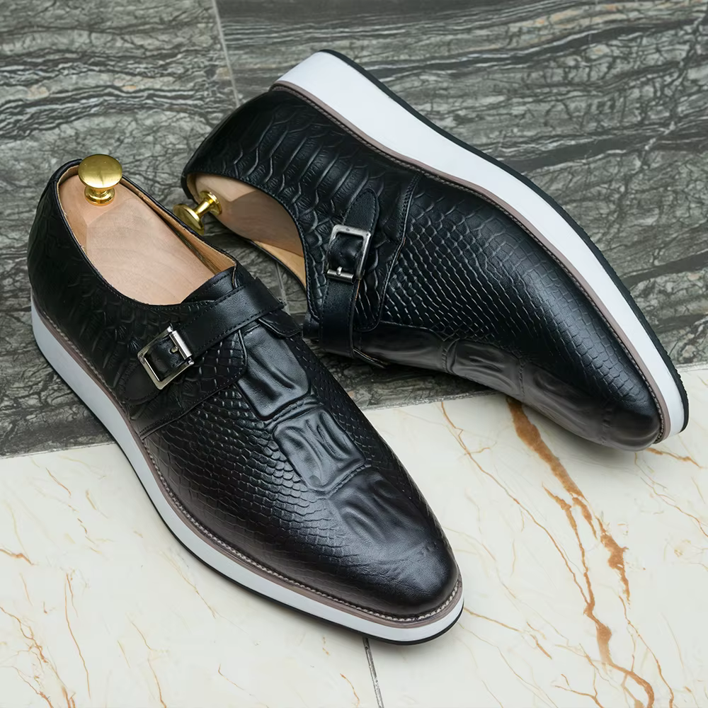 Hommes chaussures décontractées en cuir véritable motif Crocodile chaussure classique pour hommes en
