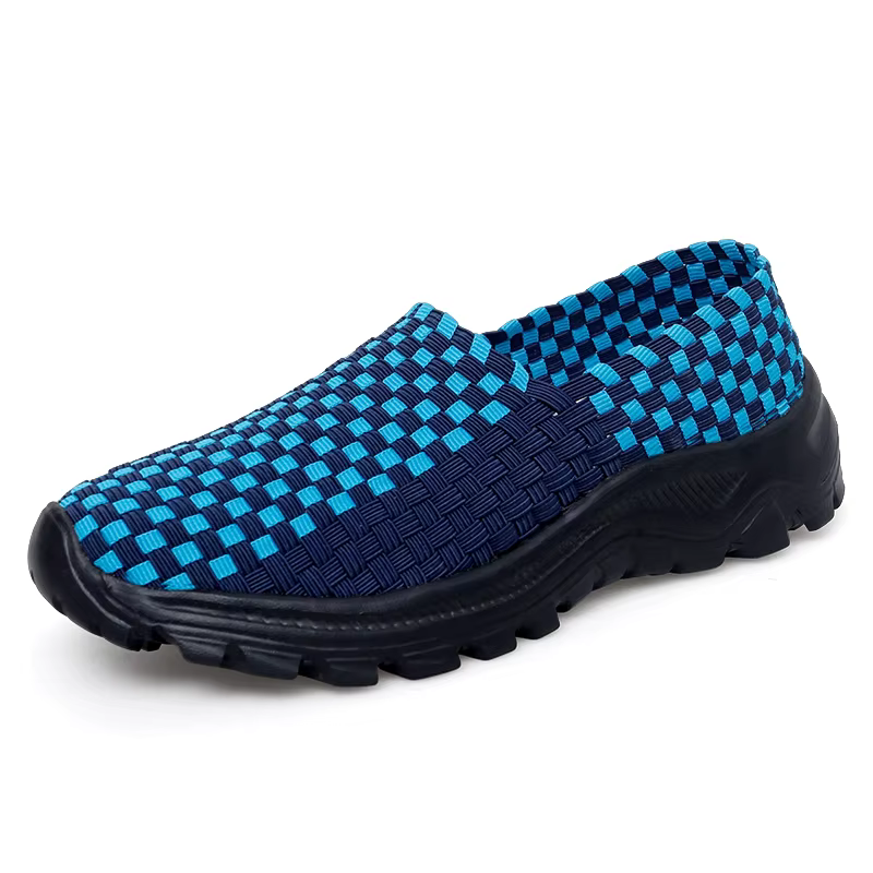 Chaussures plates femmes baskets tissées à la main marche chaussures de sport sans lacet mocassins d