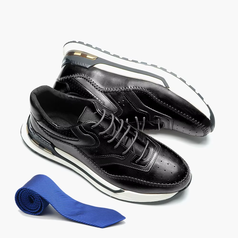 Chaussures Oxford de luxe pour hommes, baskets à empiècements, cuir véritable, couture confortable, 