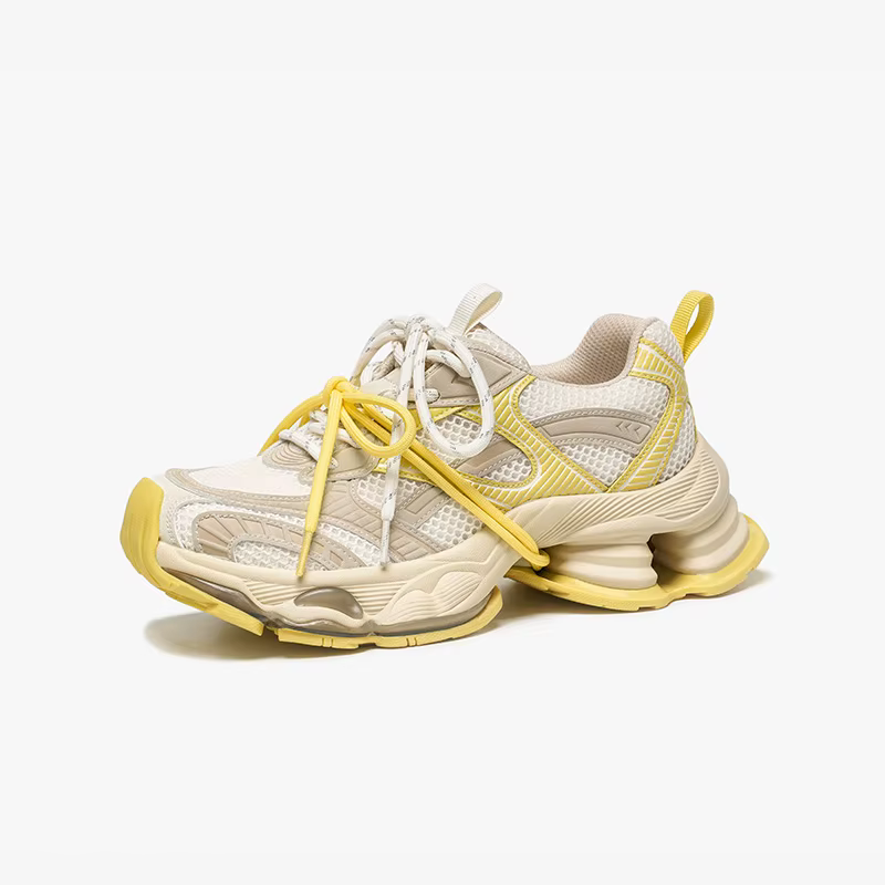 BEAUTODAY grosses baskets femmes en cuir synthétique maille bout rond à lacets sport formateurs dame