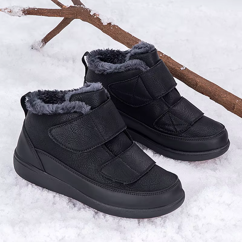 Bottines de neige à bout large pour hommes, chaussures chaudes doublées de fourrure en coton, grande