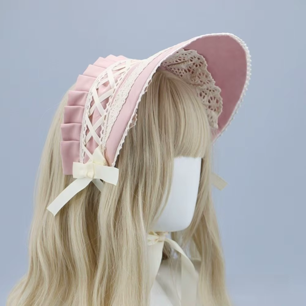 Bonnet Lolita Style Pastorale pour Fille, Nœud Vintage Victorien, Coiffe Élégante et Magnifique en D