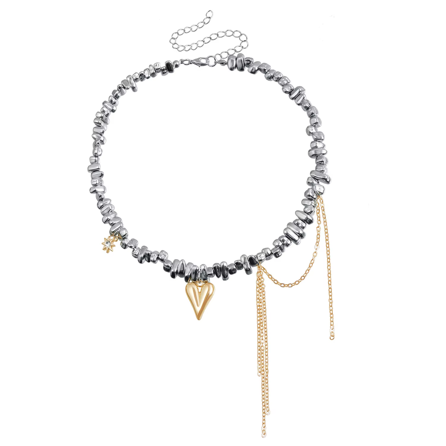 Collier de perles irrégulières pour femmes, accessoires tendance, pendentif à franges d'amour, cadea