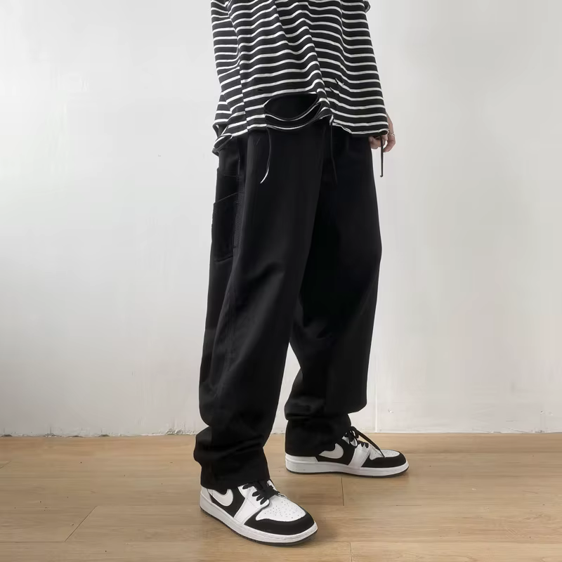 Style japonais coupe ample jambe droite pantalons décontractés automne tendance coréenne hommes Carg