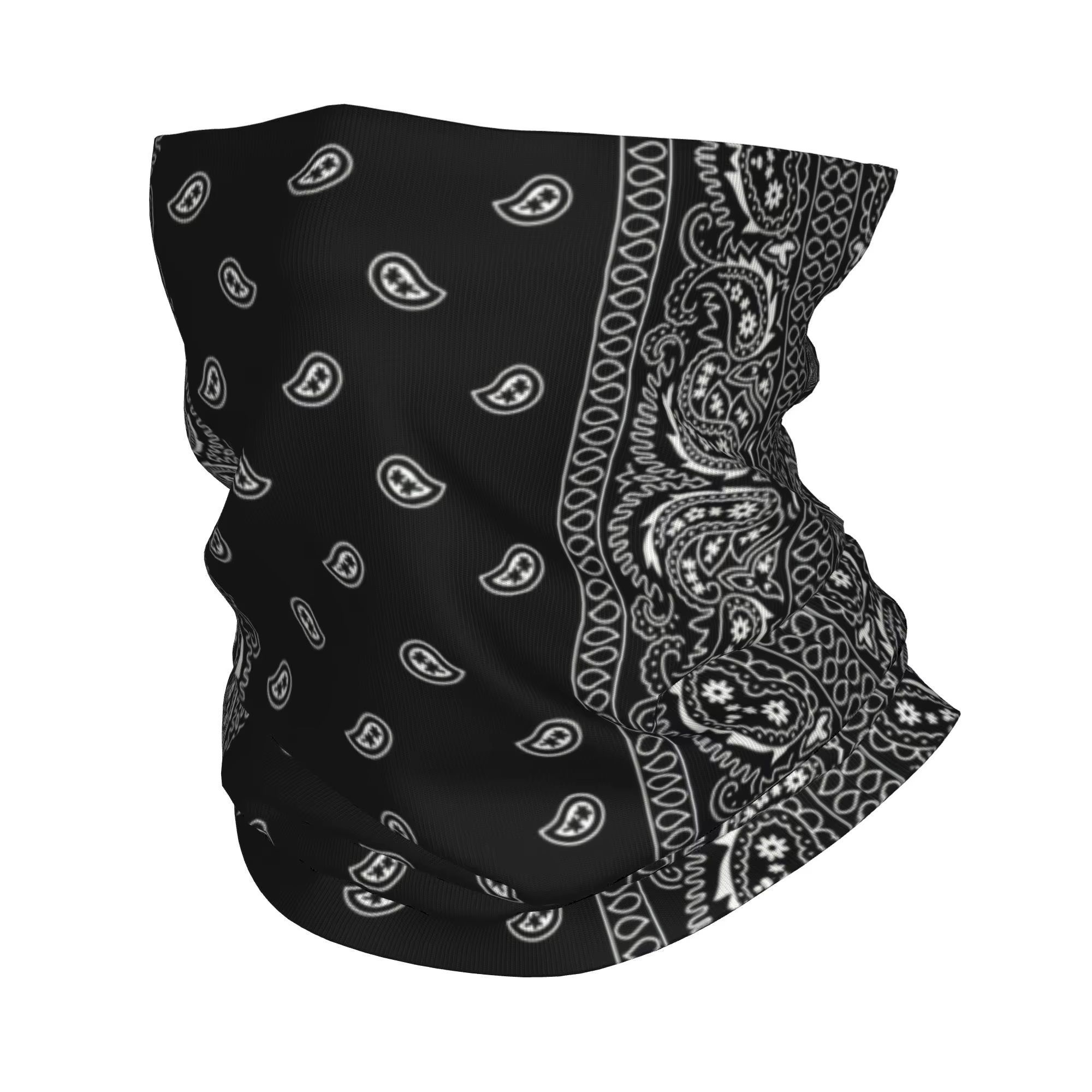 Personnalisé noir et blanc Paisley Chicano Bandana Style cache-cou hommes femmes hiver noir et blanc