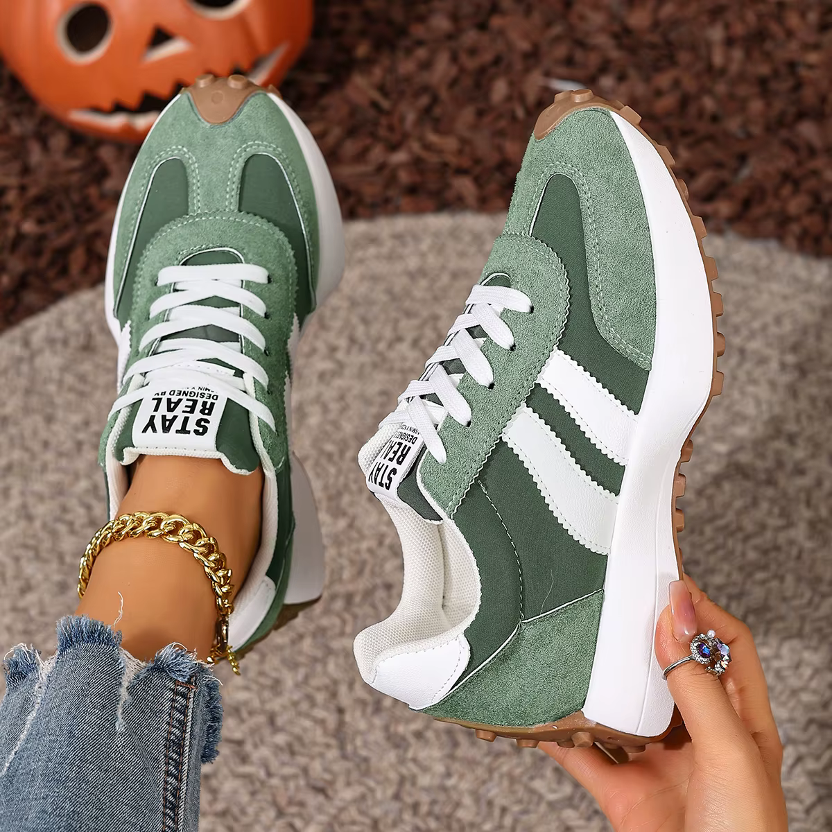 Femmes baskets rétro décontracté fond plat bout rond chaussures de sport printemps automne baskets f