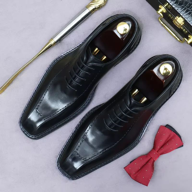 Chaussures de mariage en cuir de vachette pour hommes, cuir véritable, chaussures formelles d'affair