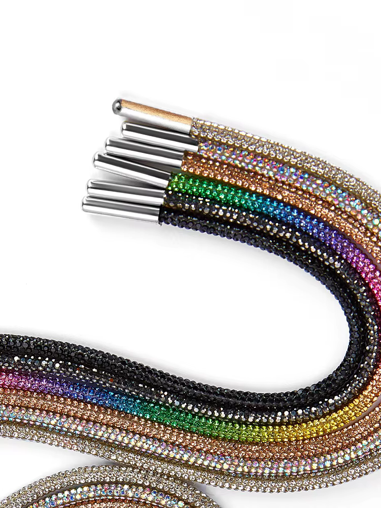 1 pièces lacets ronds en strass arc-en-ciel diamant lacet baskets lacets de chaussures cordon bricol