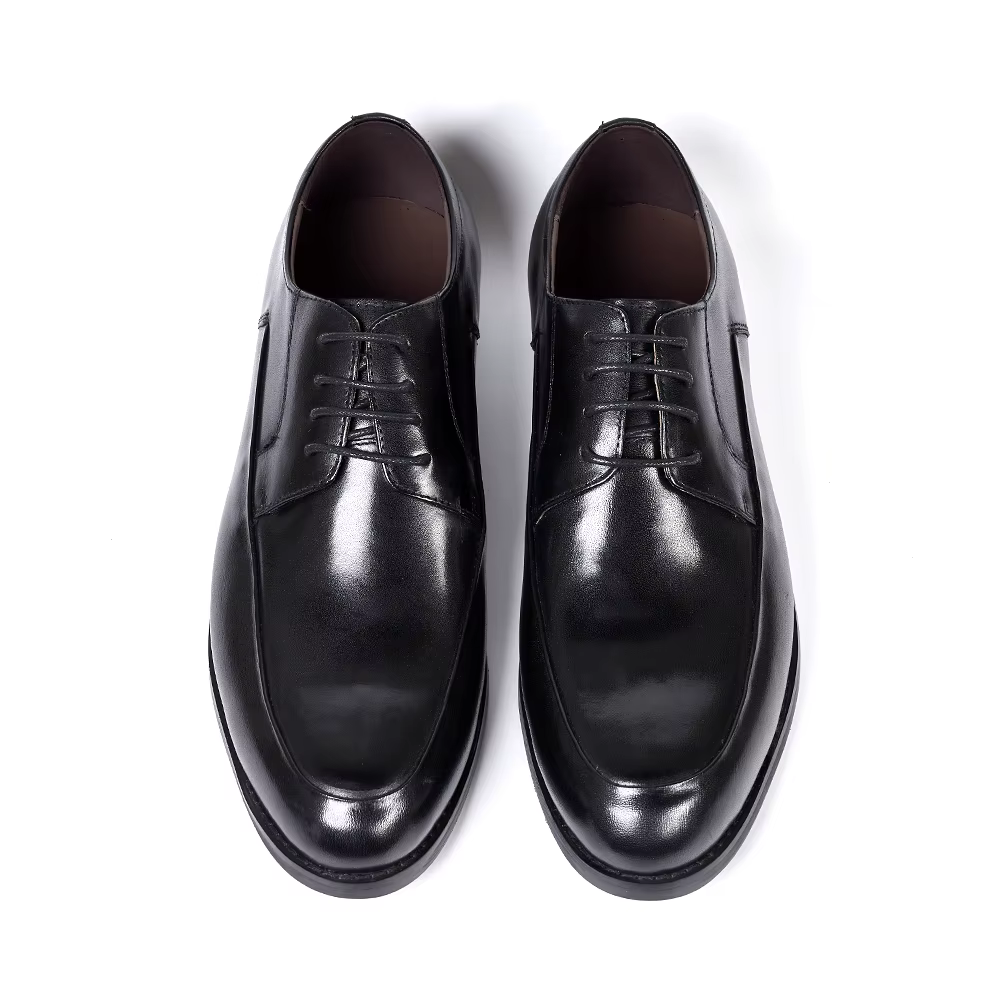 Chaussures Derby de Style italien pour hommes, faites à la main, en cuir véritable, bout uni, à lace